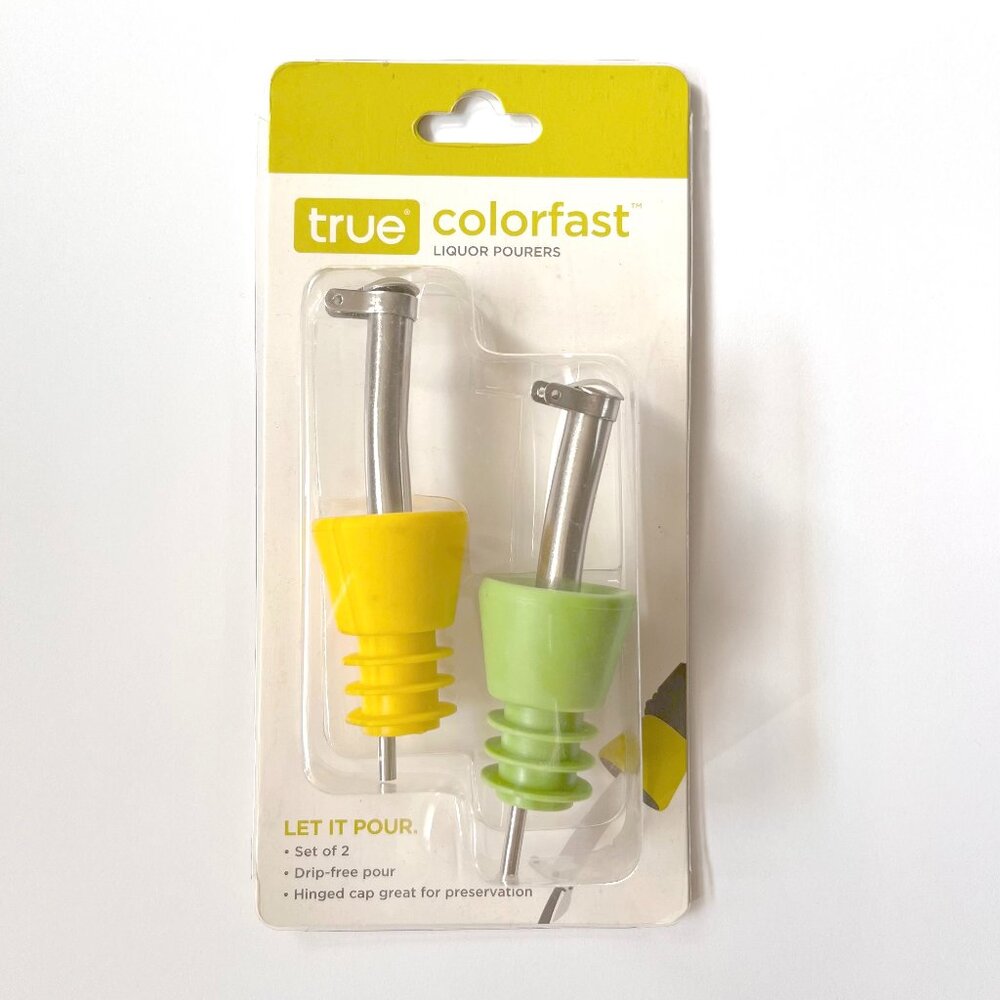 True Colorfast 2 Liquor Wine Pourer Set of 2 Green Yellow